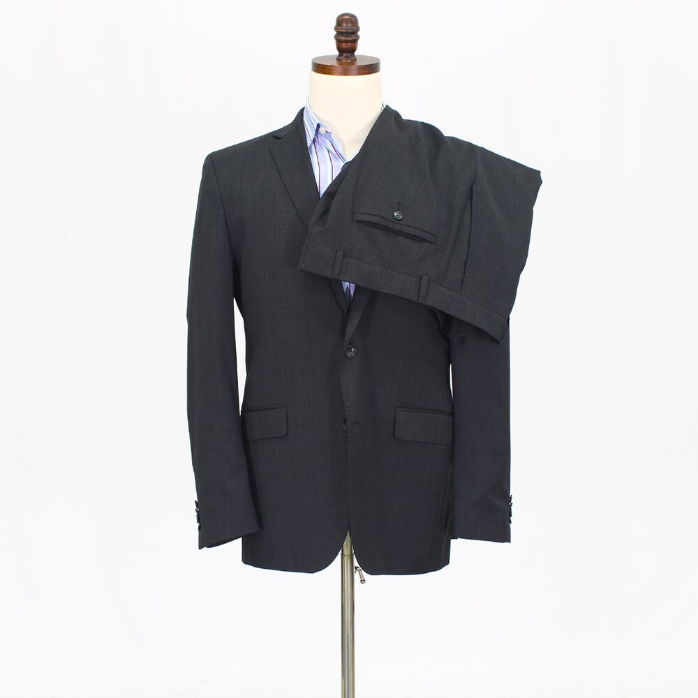 Kenneth Cole 40R 34x30 Gray Full Suit 2-Button Solid R611